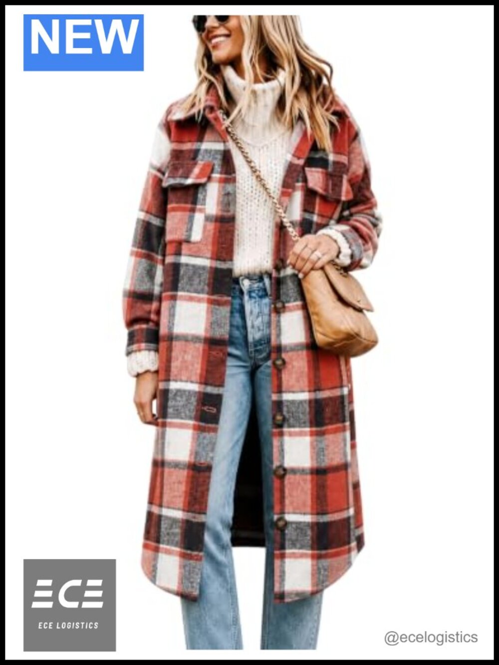 Oversized Plaid Shacket Button Down Flannel Shirt Jacket